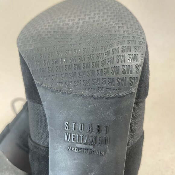Pre-Loved STUART WEITZMAN Black Suede Pumps / Lace-up Heels - Size 7.5 - Picture 8 of 12
